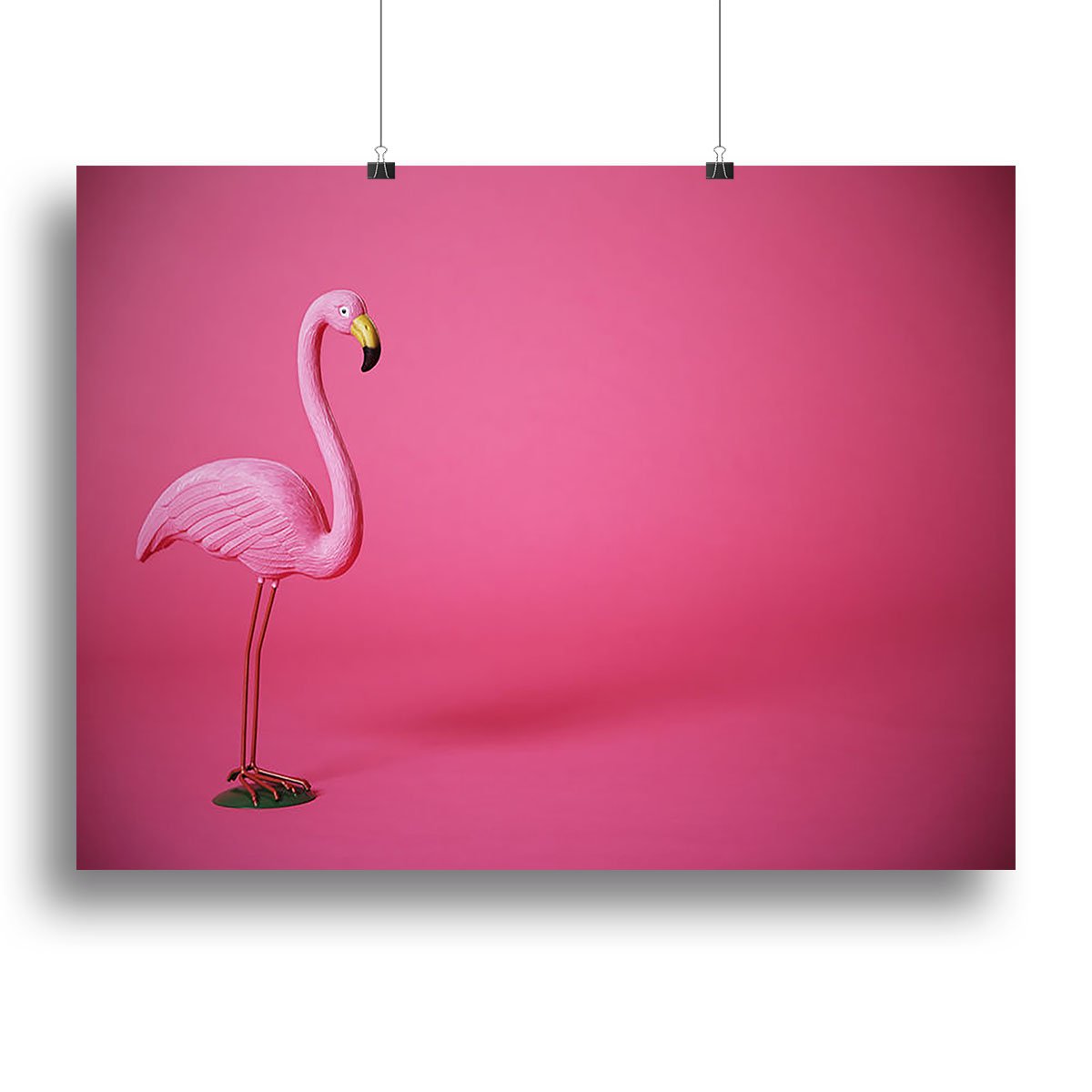 Kitsch pink flamingo in studio Canvas Print or Poster