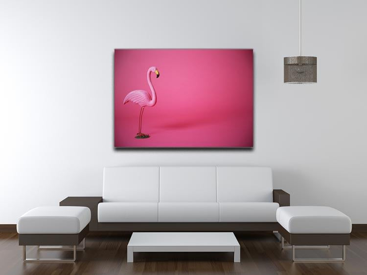Kitsch pink flamingo in studio Canvas Print or Poster - Canvas Art Rocks - 4