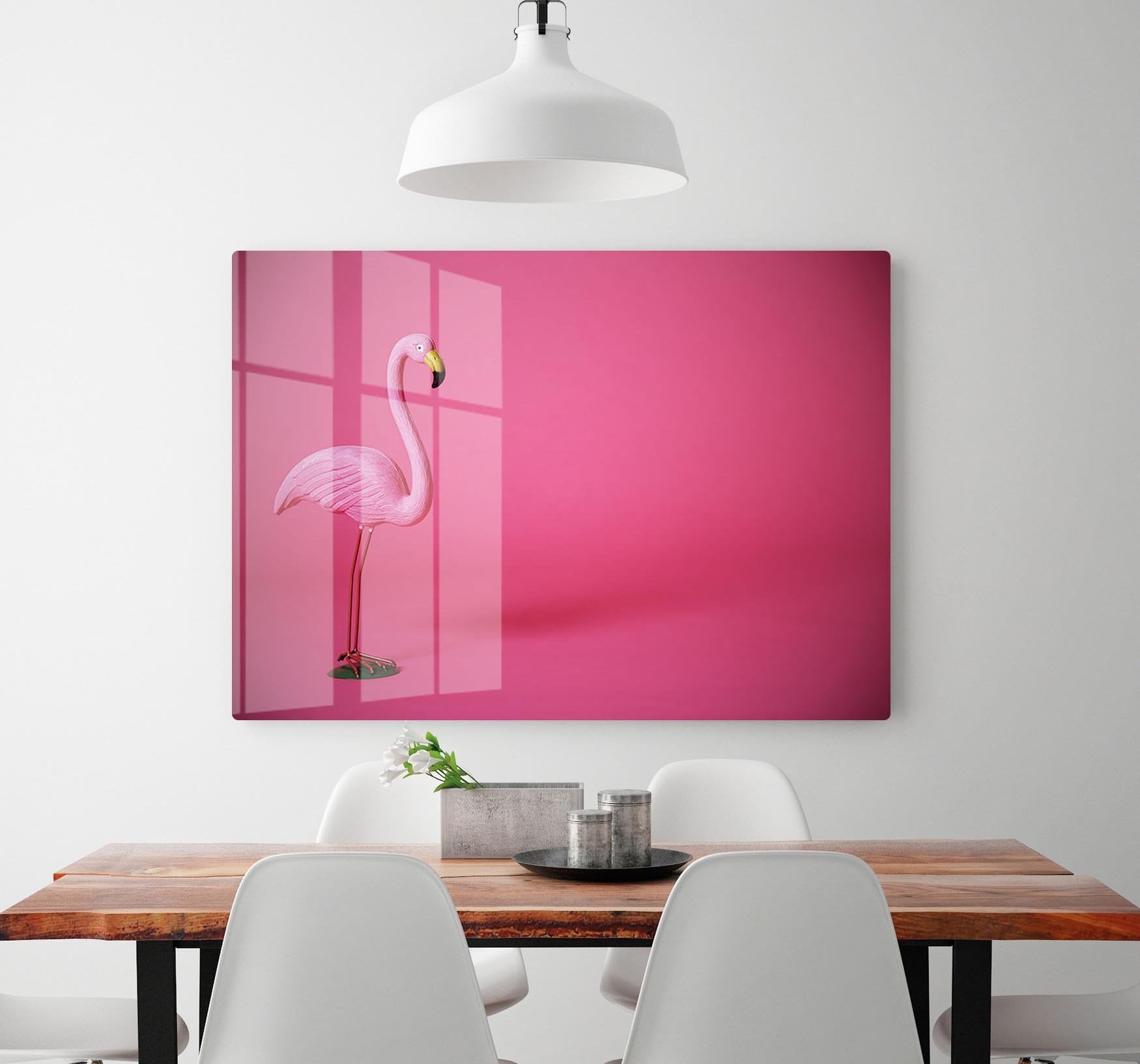 Kitsch pink flamingo in studio HD Metal Print - Canvas Art Rocks - 2
