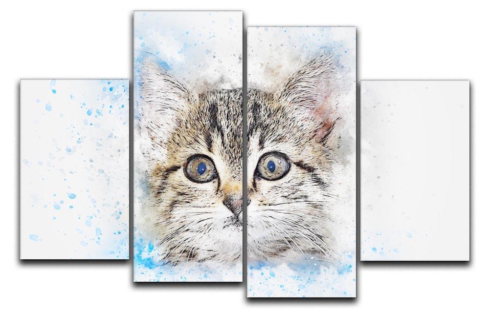 Kitten Painting 4 Split Panel Canvas  - Canvas Art Rocks - 1