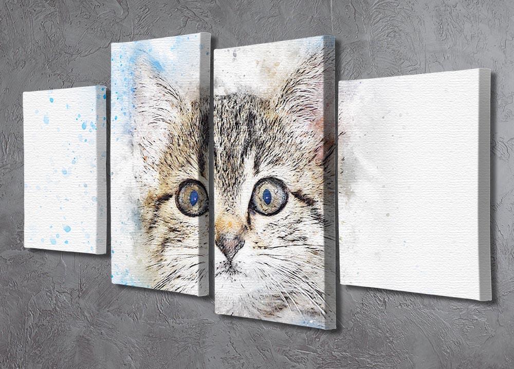 Kitten Painting 4 Split Panel Canvas - Canvas Art Rocks - 2