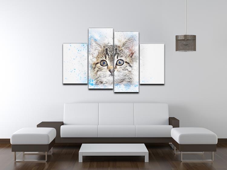 Kitten Painting 4 Split Panel Canvas - Canvas Art Rocks - 3