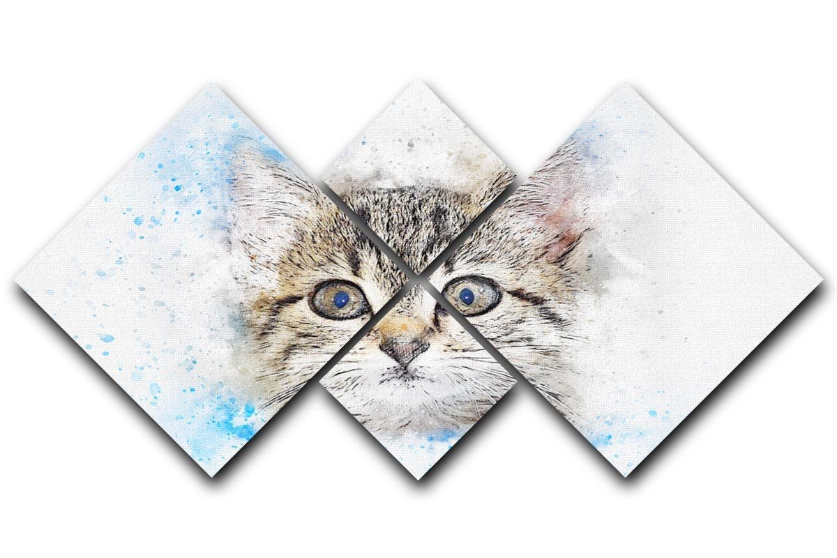 Kitten Painting 4 Square Multi Panel Canvas  - Canvas Art Rocks - 1