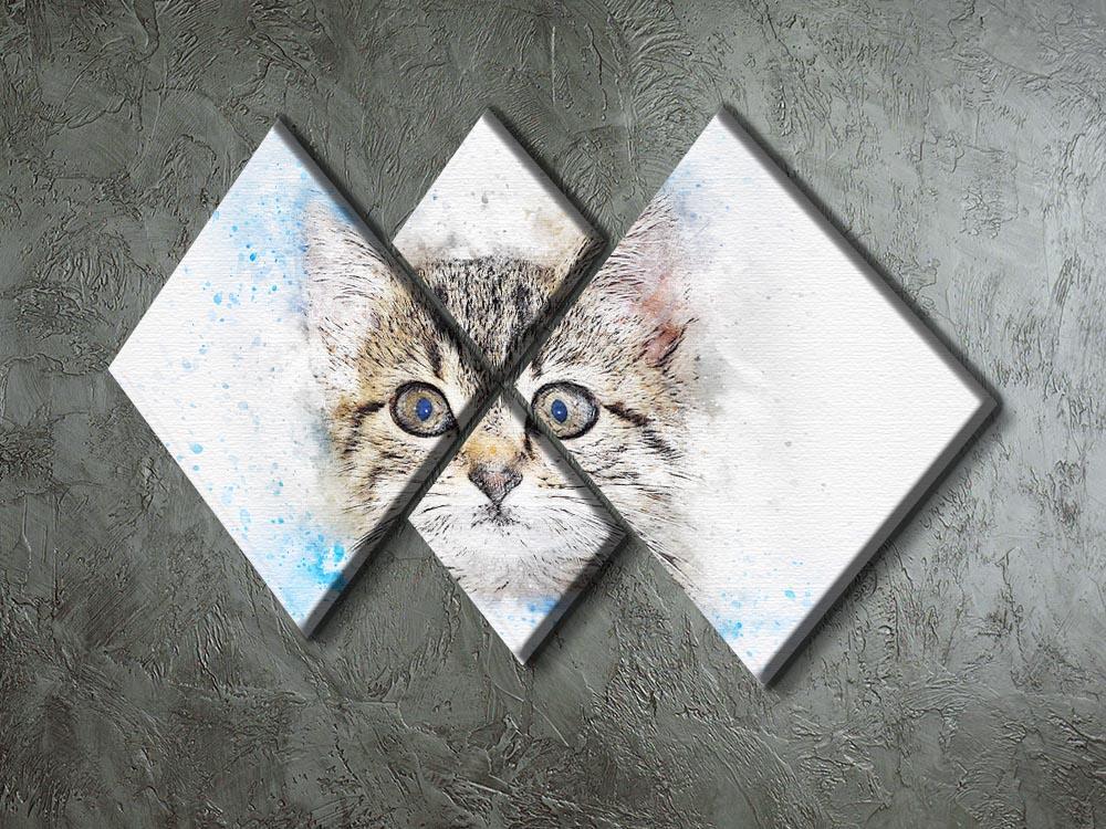 Kitten Painting 4 Square Multi Panel Canvas - Canvas Art Rocks - 2