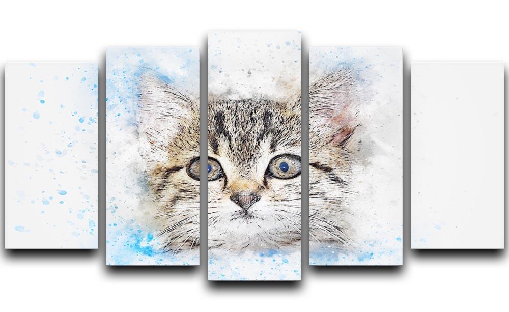 Kitten Painting 5 Split Panel Canvas  - Canvas Art Rocks - 1