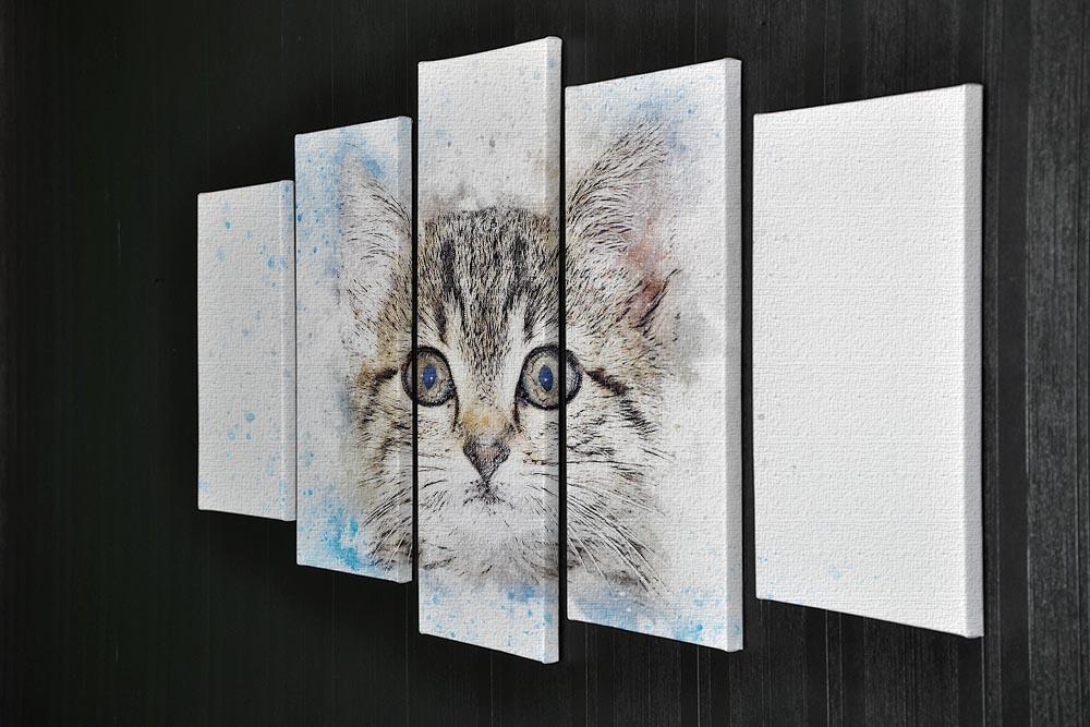 Kitten Painting 5 Split Panel Canvas - Canvas Art Rocks - 2
