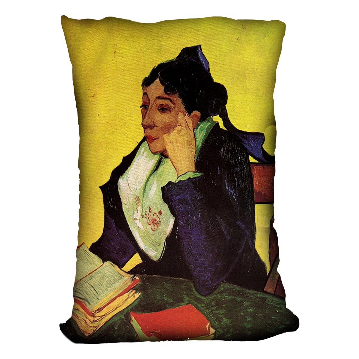 L'Arlesienne Madame Ginoux with Books by Van Gogh Throw Pillow