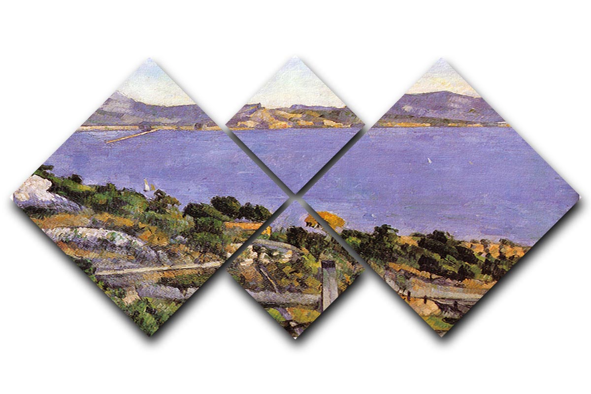 L Estaque vue du golfe de Marseille 1878 by Cezanne 4 Square Multi Panel Canvas - Canvas Art Rocks - 1