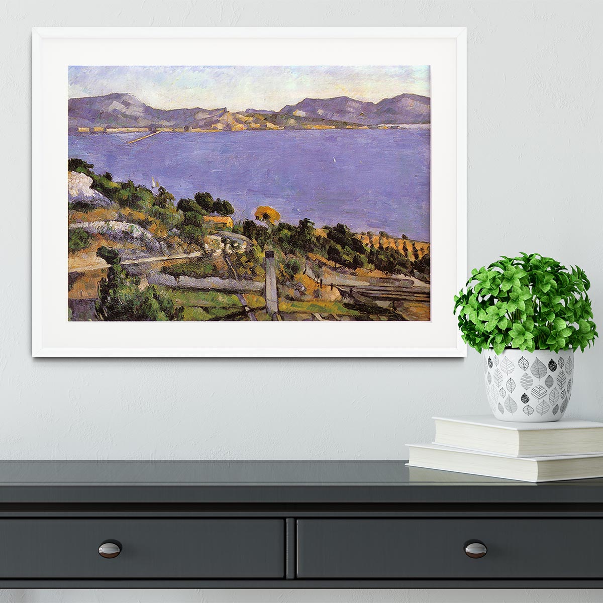 L Estaque vue du golfe de Marseille 1878 by Cezanne Framed Print - Canvas Art Rocks - 5