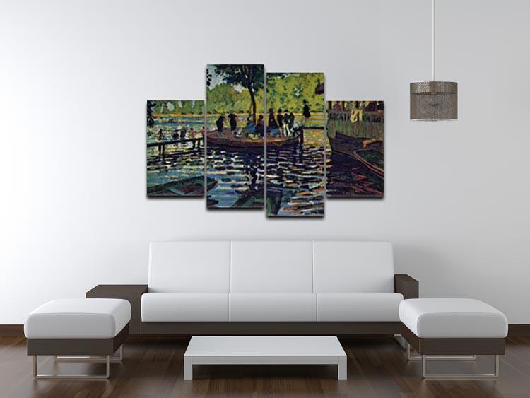 La Grenouillare by Monet 4 Split Panel Canvas - Canvas Art Rocks - 3