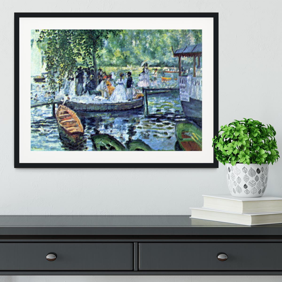 La Grenouillere1 by Renoir Framed Print - Canvas Art Rocks - 1