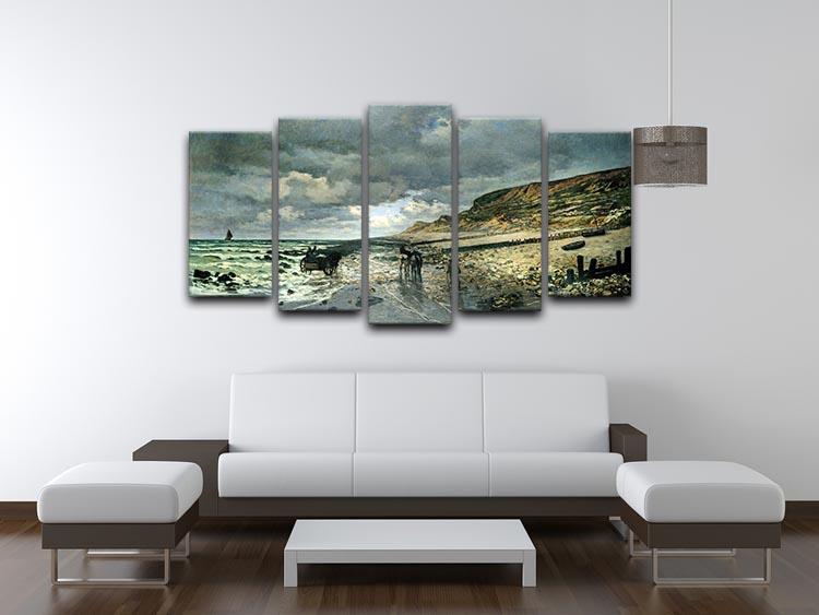 La Pointe del Heve at low tide by Monet 5 Split Panel Canvas - Canvas Art Rocks - 3