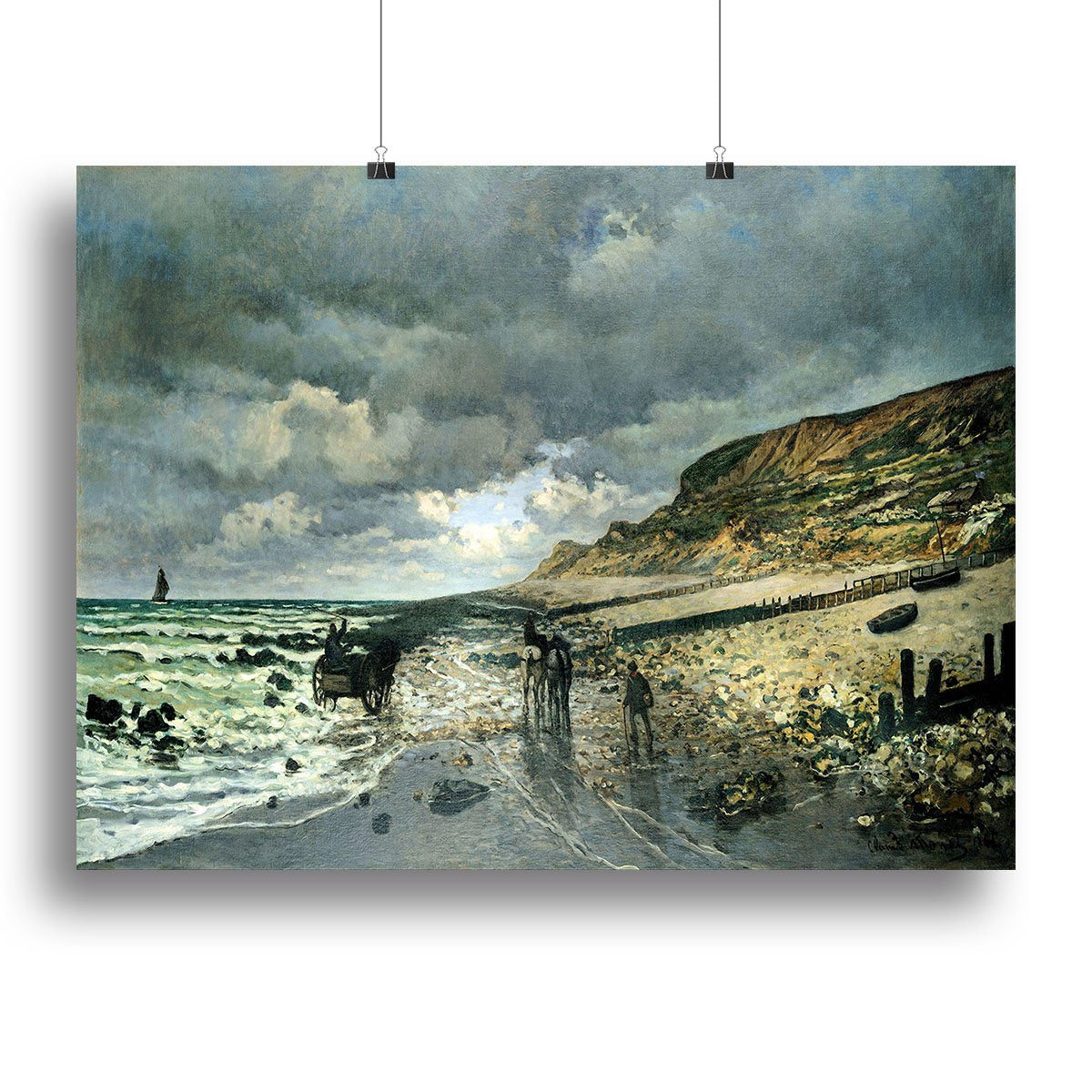 La Pointe del Heve at low tide by Monet Canvas Print or Poster