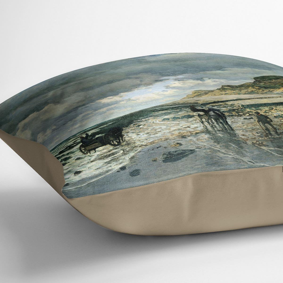 La Pointe del Heve at low tide by Monet Throw Pillow