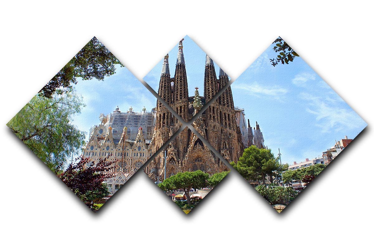 La Sagrada Familia 4 Square Multi Panel Canvas  - Canvas Art Rocks - 1