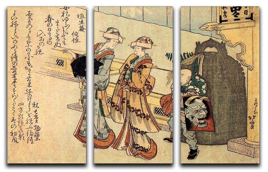 Lady by Hokusai 3 Split Panel Canvas Print - Canvas Art Rocks - 1