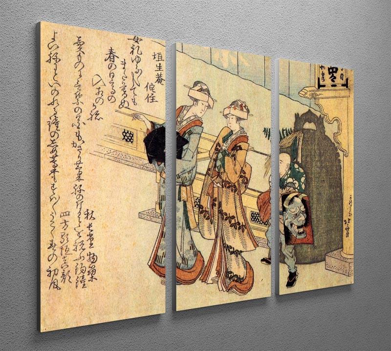 Lady by Hokusai 3 Split Panel Canvas Print - Canvas Art Rocks - 2