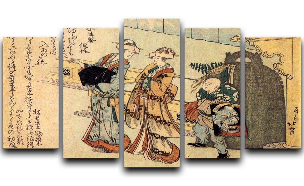 Lady by Hokusai 5 Split Panel Canvas  - Canvas Art Rocks - 1