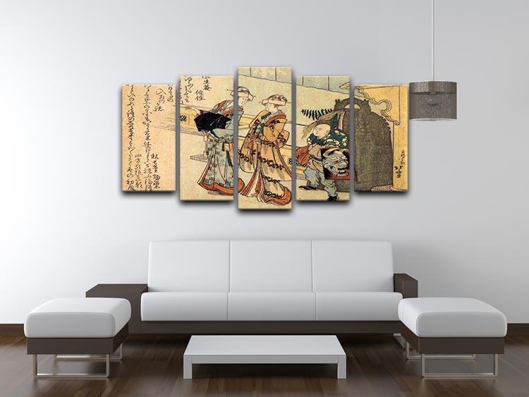 Lady by Hokusai 5 Split Panel Canvas - Canvas Art Rocks - 3