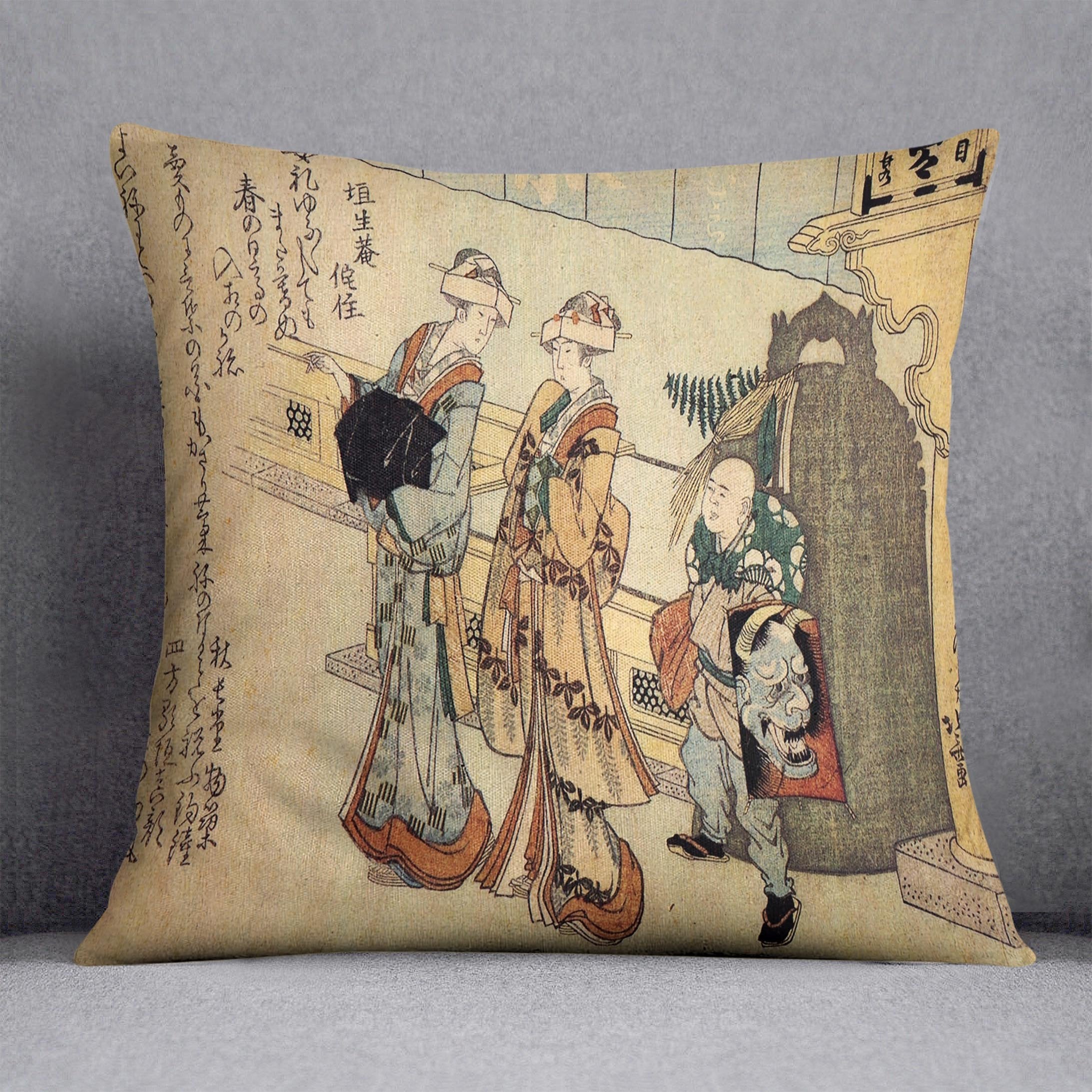 Lady by Hokusai Throw Pillow