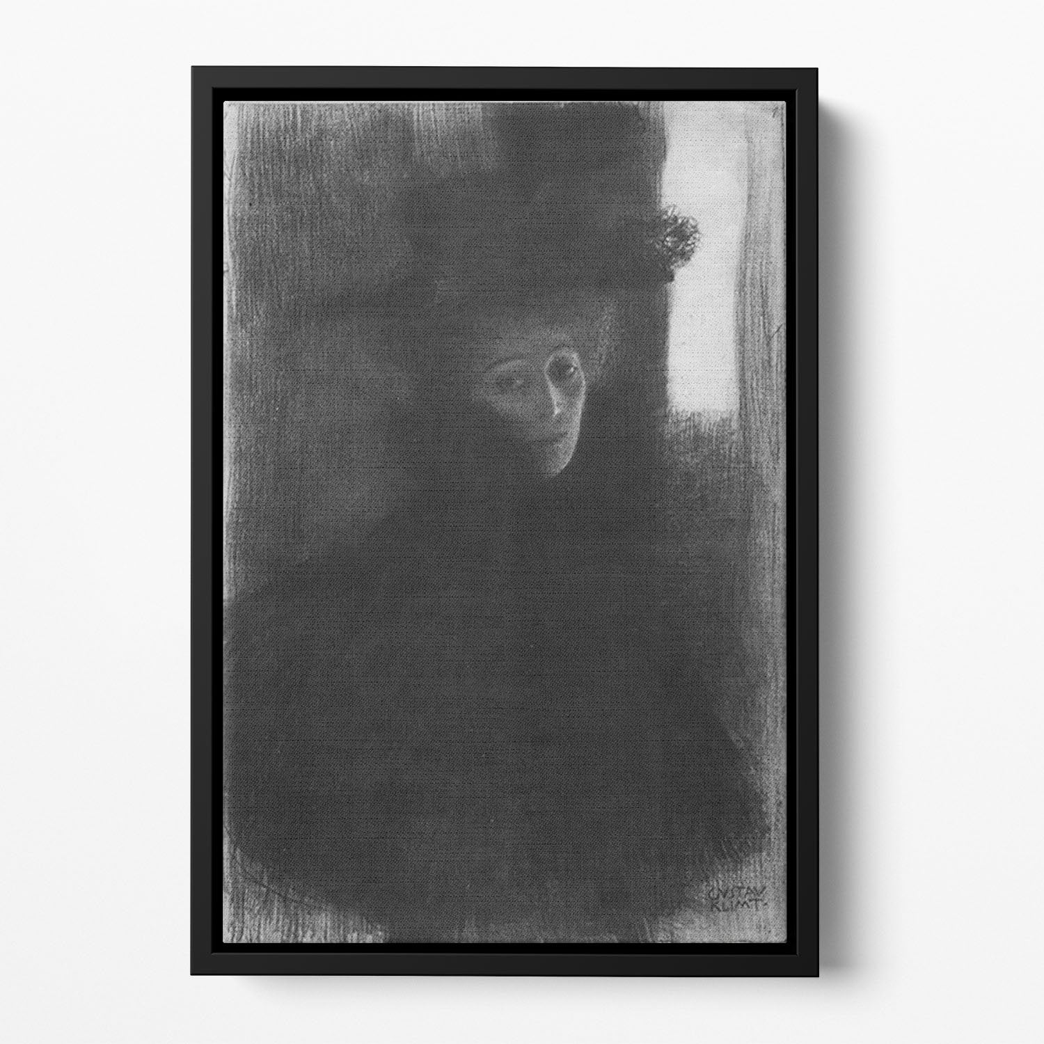 Lady in hat and cape by Klimt Floating Framed Canvas
