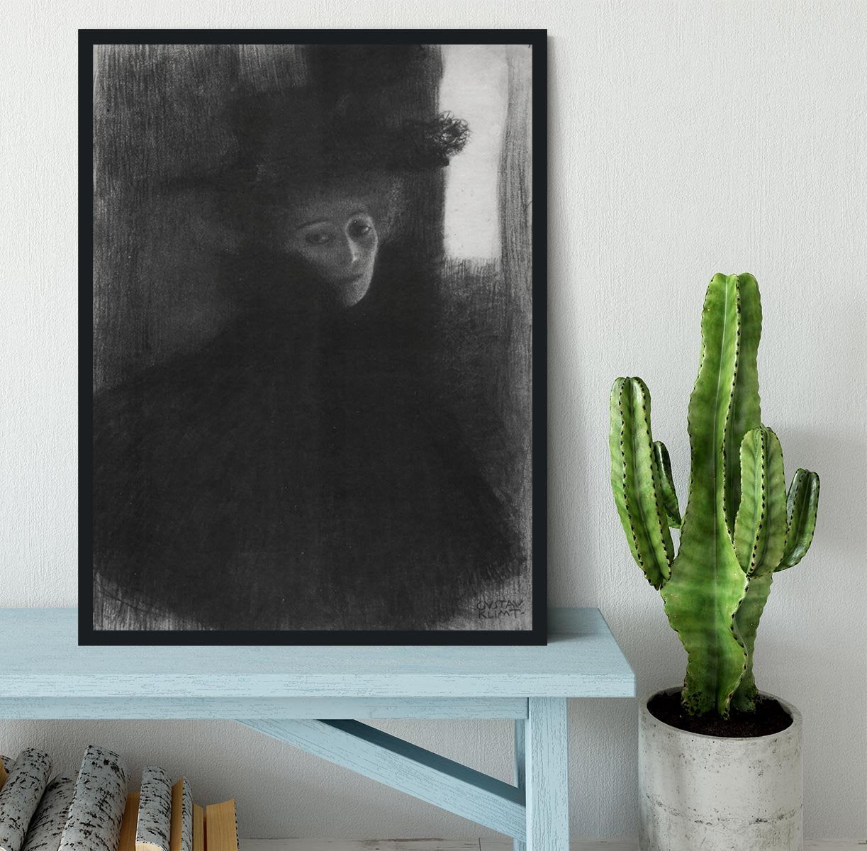 Lady in hat and cape by Klimt Framed Print - Canvas Art Rocks - 2