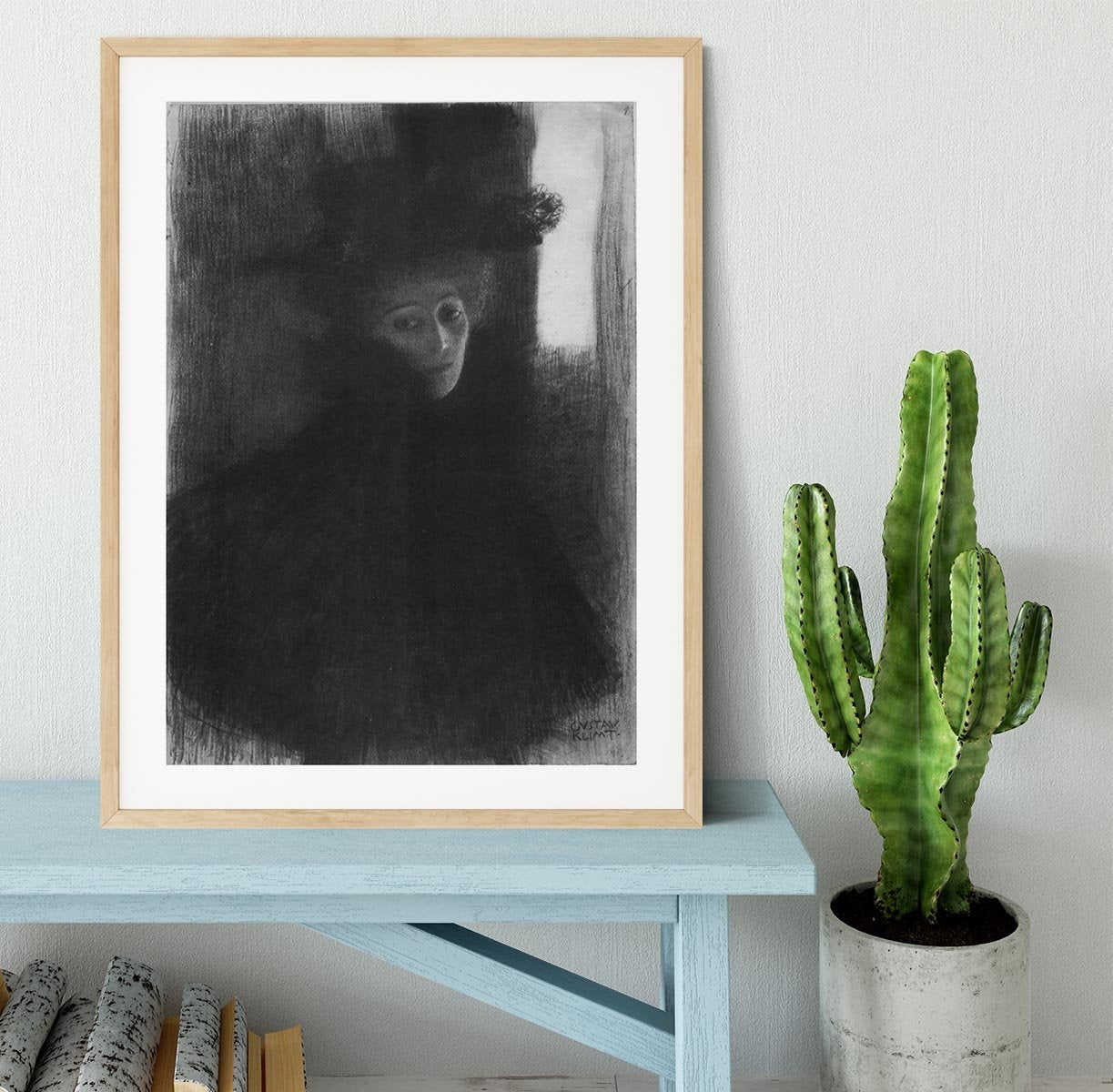 Lady in hat and cape by Klimt Framed Print - Canvas Art Rocks - 3