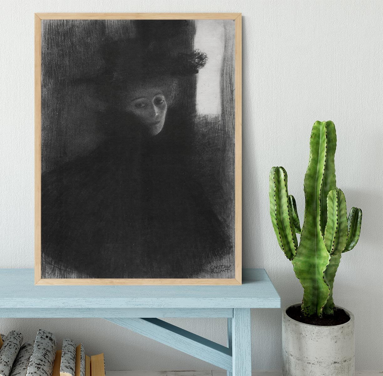 Lady in hat and cape by Klimt Framed Print - Canvas Art Rocks - 4