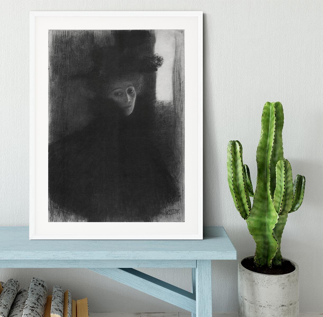 Lady in hat and cape by Klimt Framed Print - Canvas Art Rocks - 5