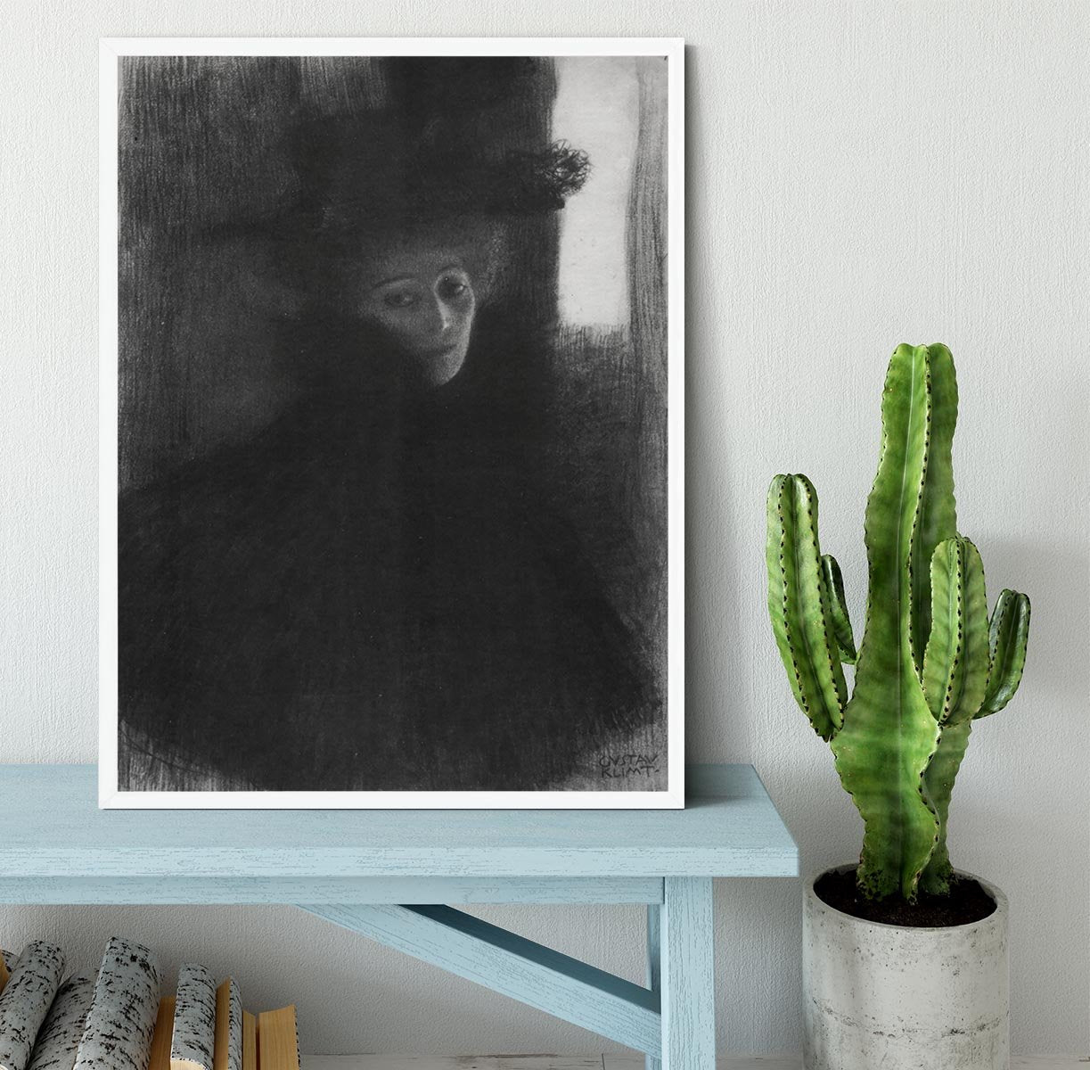 Lady in hat and cape by Klimt Framed Print - Canvas Art Rocks -6