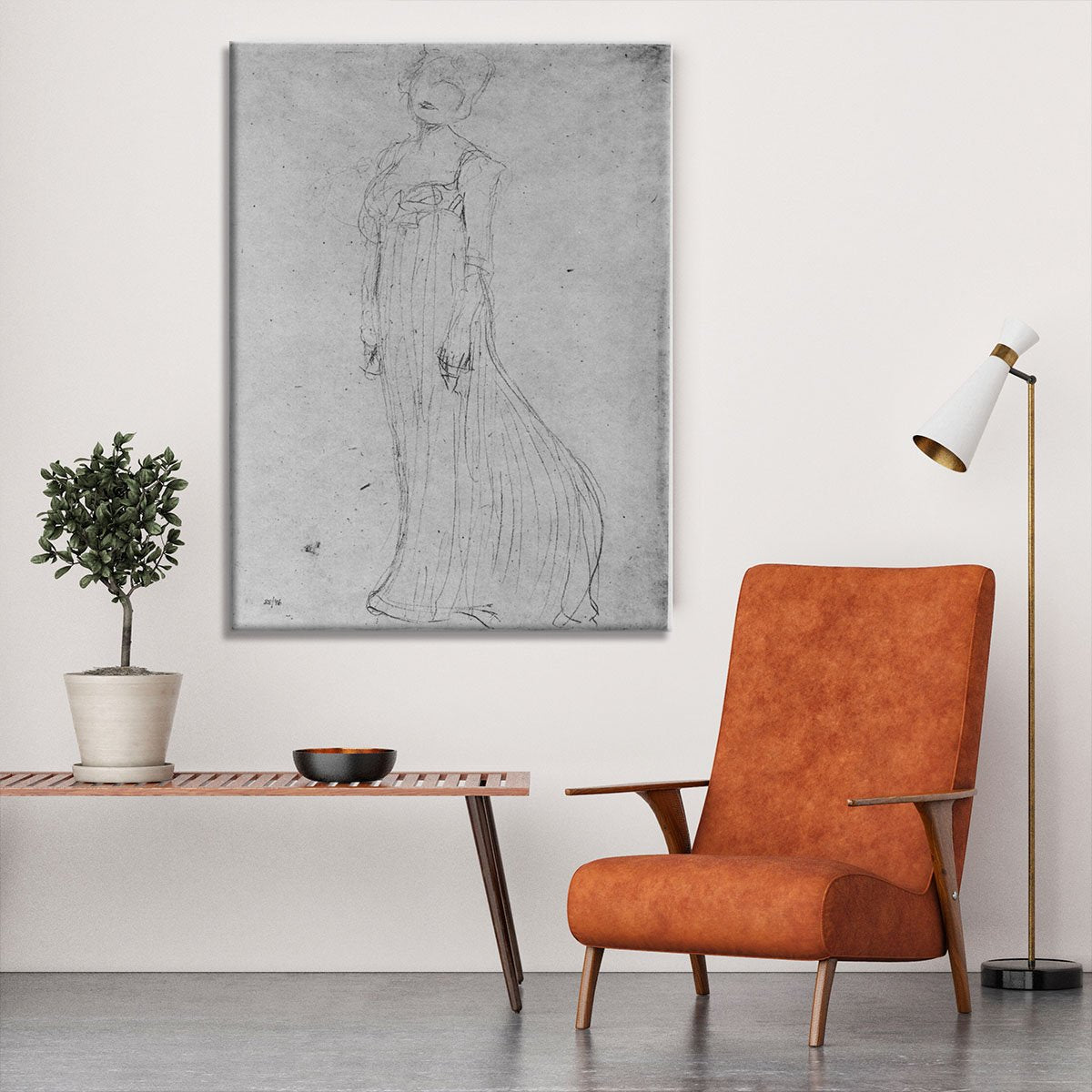 Lady in long dress by Klimt Canvas Print or Poster