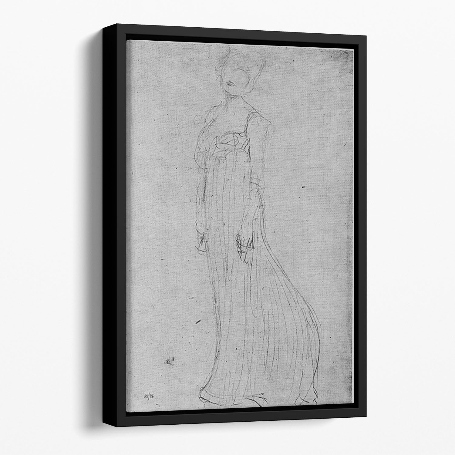Lady in long dress by Klimt Floating Framed Canvas