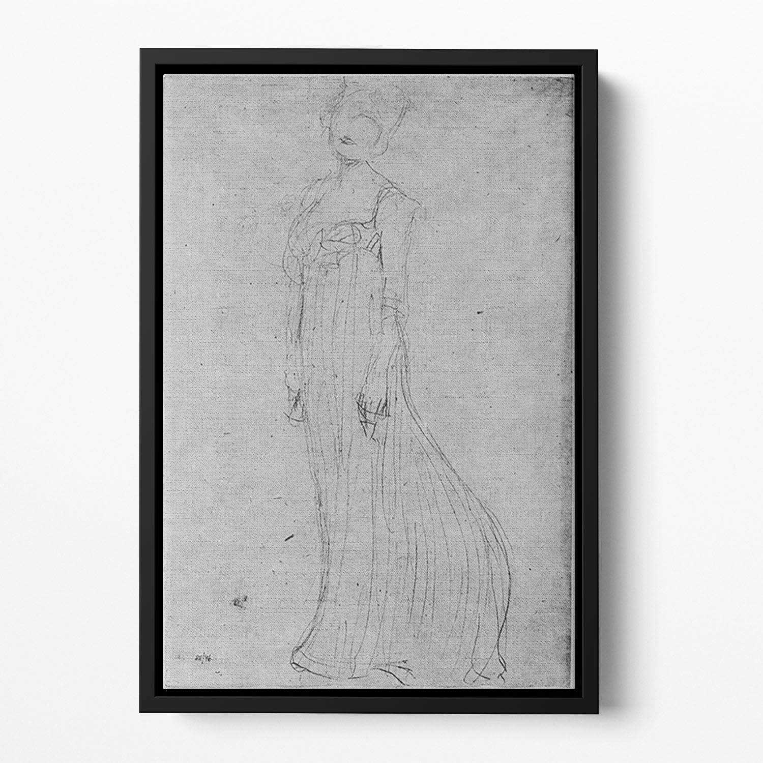 Lady in long dress by Klimt Floating Framed Canvas