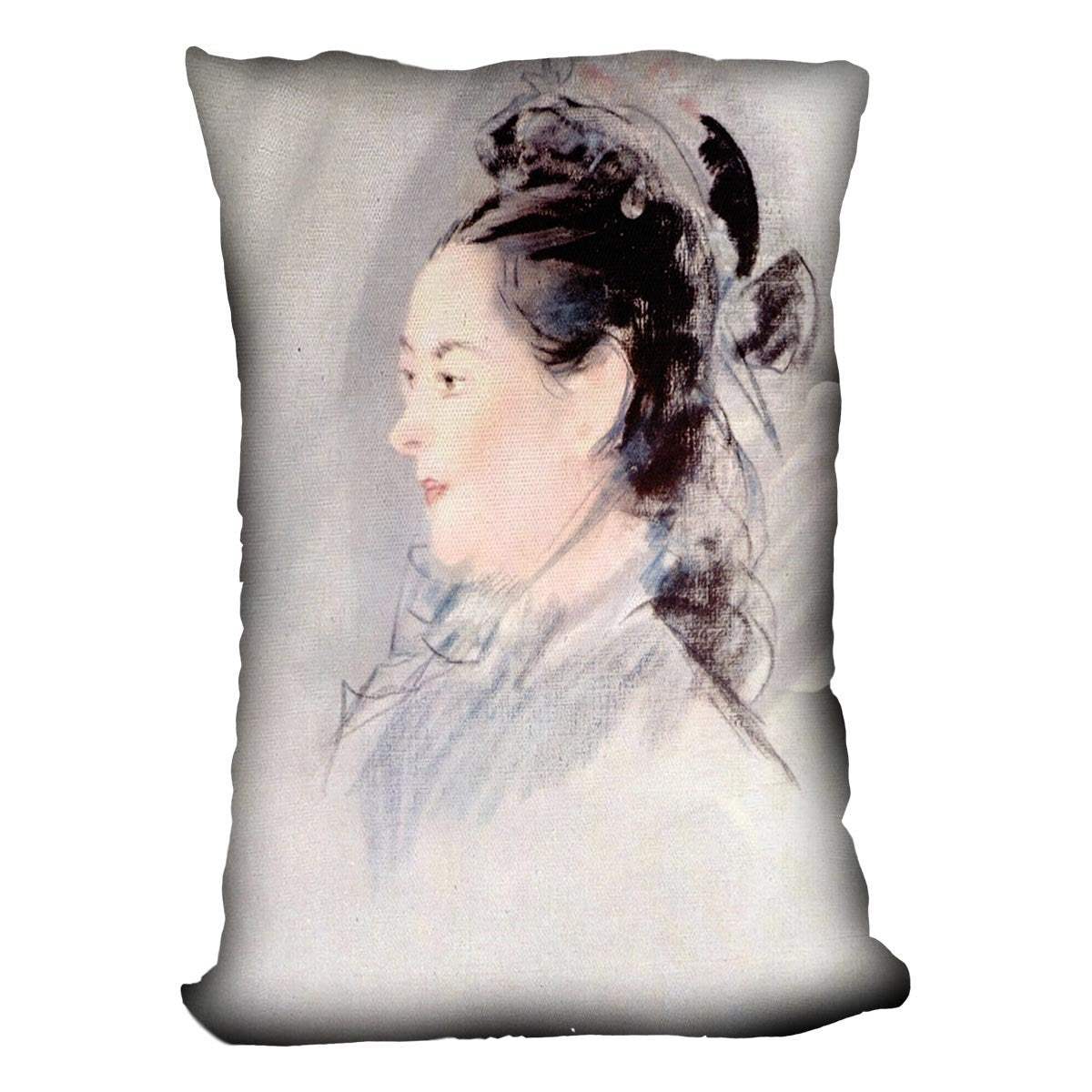 Lady with Hair Up by manet Throw Pillow