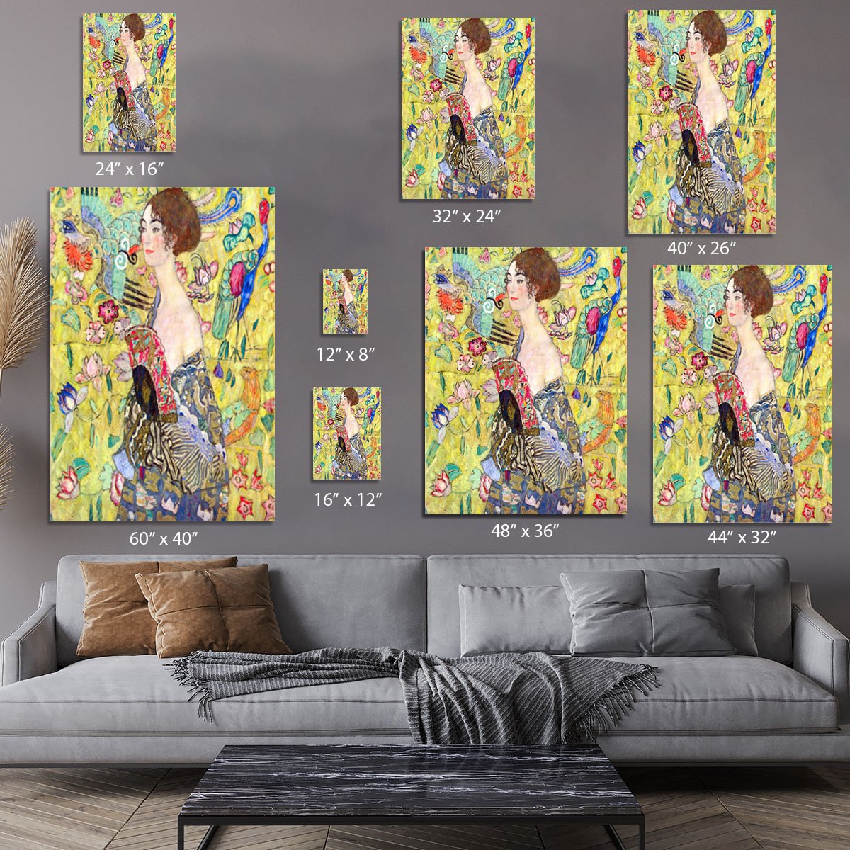 Lady with fan by Klimt Canvas Print or Poster