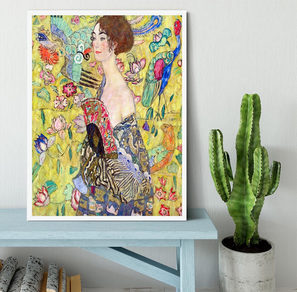 Lady with fan by Klimt Framed Print - Canvas Art Rocks -6