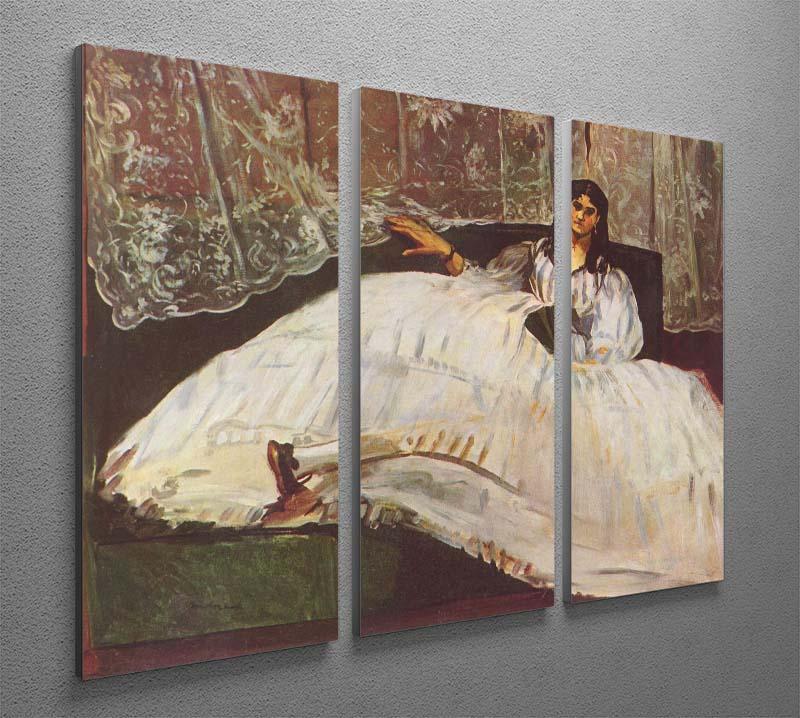Lady with fan by Manet 3 Split Panel Canvas Print - Canvas Art Rocks - 2