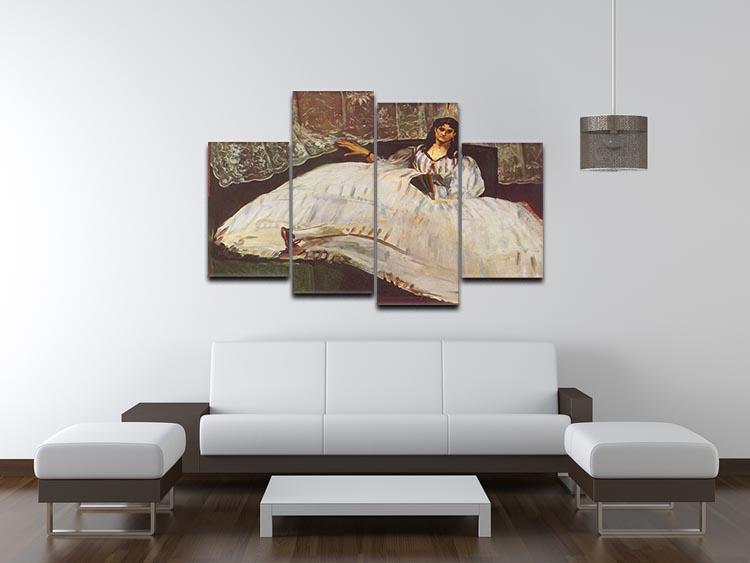 Lady with fan by Manet 4 Split Panel Canvas - Canvas Art Rocks - 3