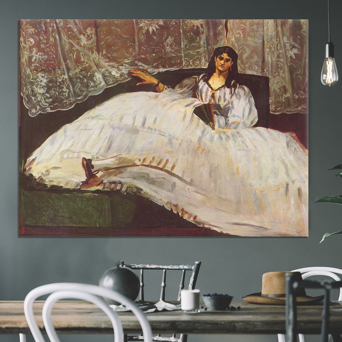 Lady with fan by Manet Canvas Print or Poster