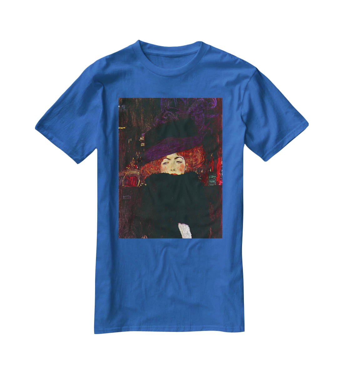 Lady with hat and feather by Klimt T-Shirt - Canvas Art Rocks - 2
