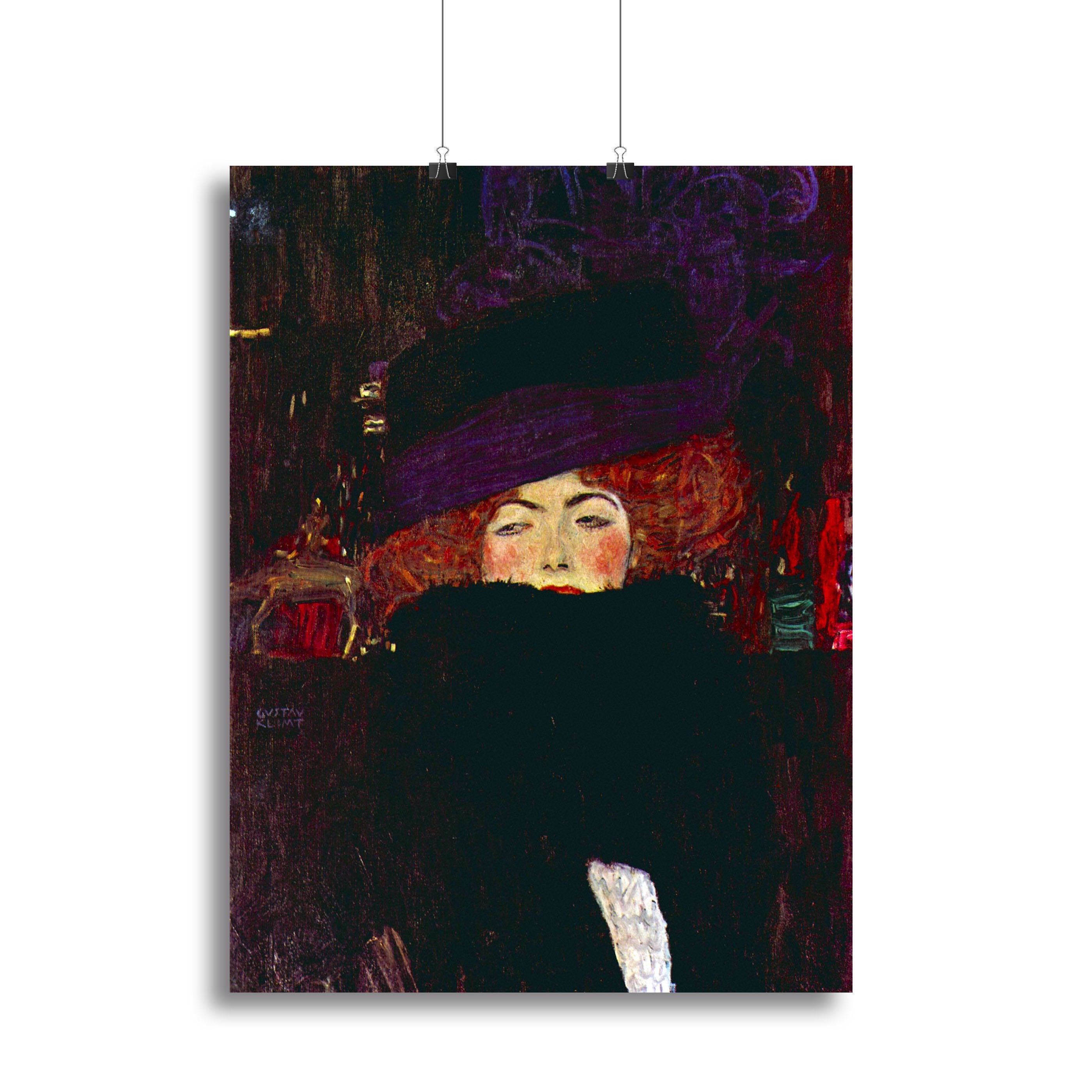 Lady with hat and feather by Klimt Canvas Print or Poster