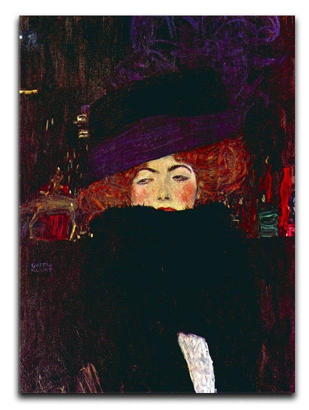 Lady with hat and feather by Klimt Canvas Print or Poster  - Canvas Art Rocks - 1