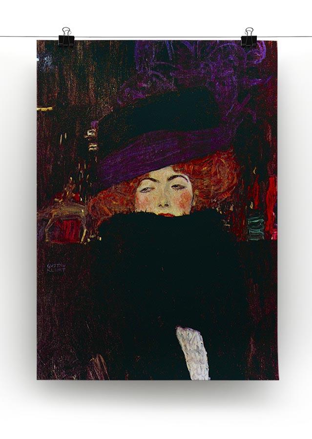 Lady with hat and feather by Klimt Canvas Print or Poster - Canvas Art Rocks - 2