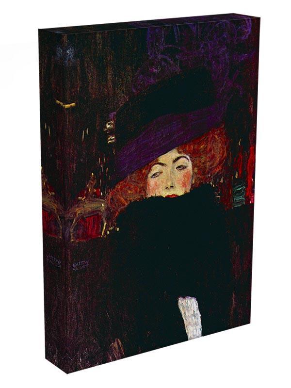 Lady with hat and feather by Klimt Canvas Print or Poster - Canvas Art Rocks - 3