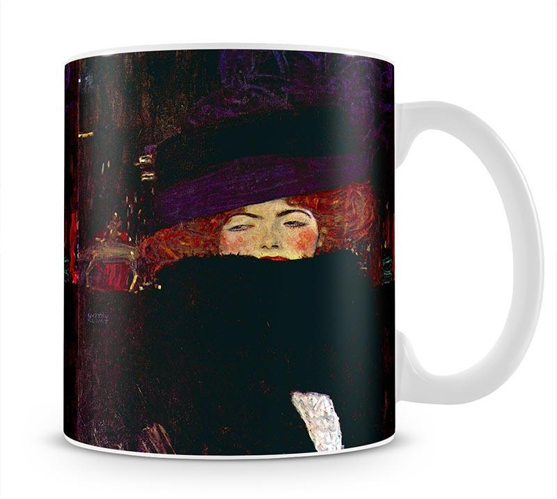 Lady with hat and feather by Klimt Mug - Canvas Art Rocks - 1