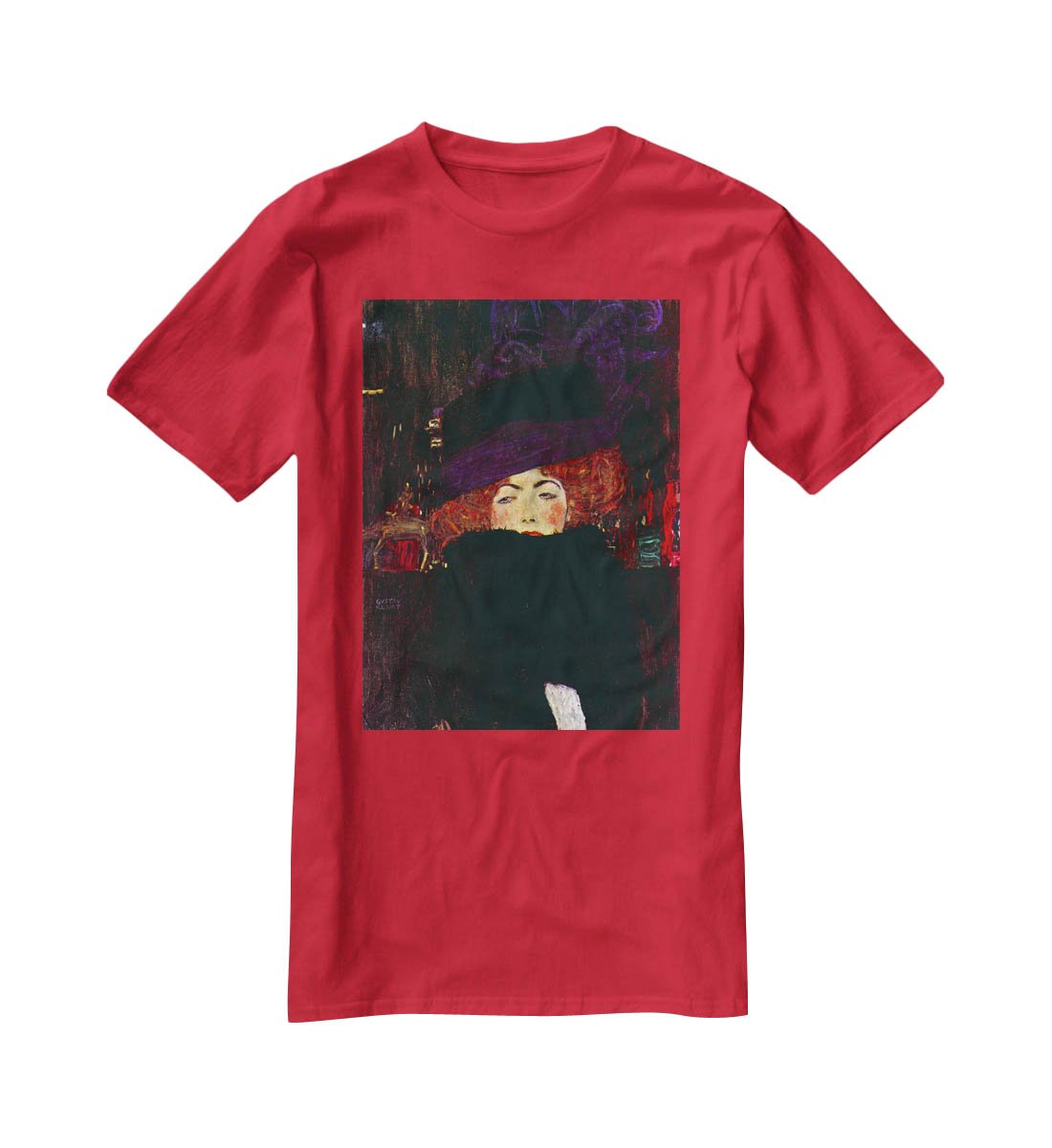 Lady with hat and feather by Klimt T-Shirt - Canvas Art Rocks - 4