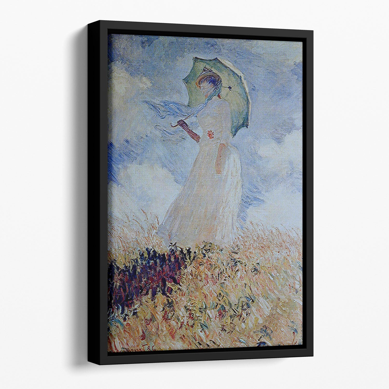 Lady with umbrella Floating Framed Canvas