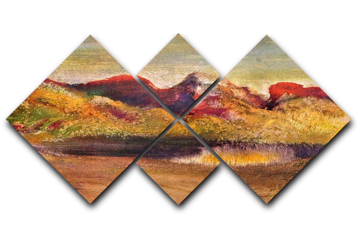 Lake and mountains by Degas 4 Square Multi Panel Canvas - Canvas Art Rocks - 1