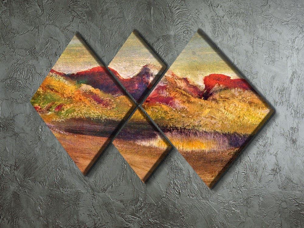 Lake and mountains by Degas 4 Square Multi Panel Canvas - Canvas Art Rocks - 2
