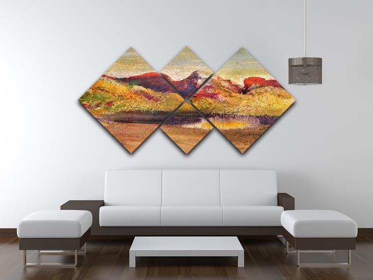 Lake and mountains by Degas 4 Square Multi Panel Canvas - Canvas Art Rocks - 3